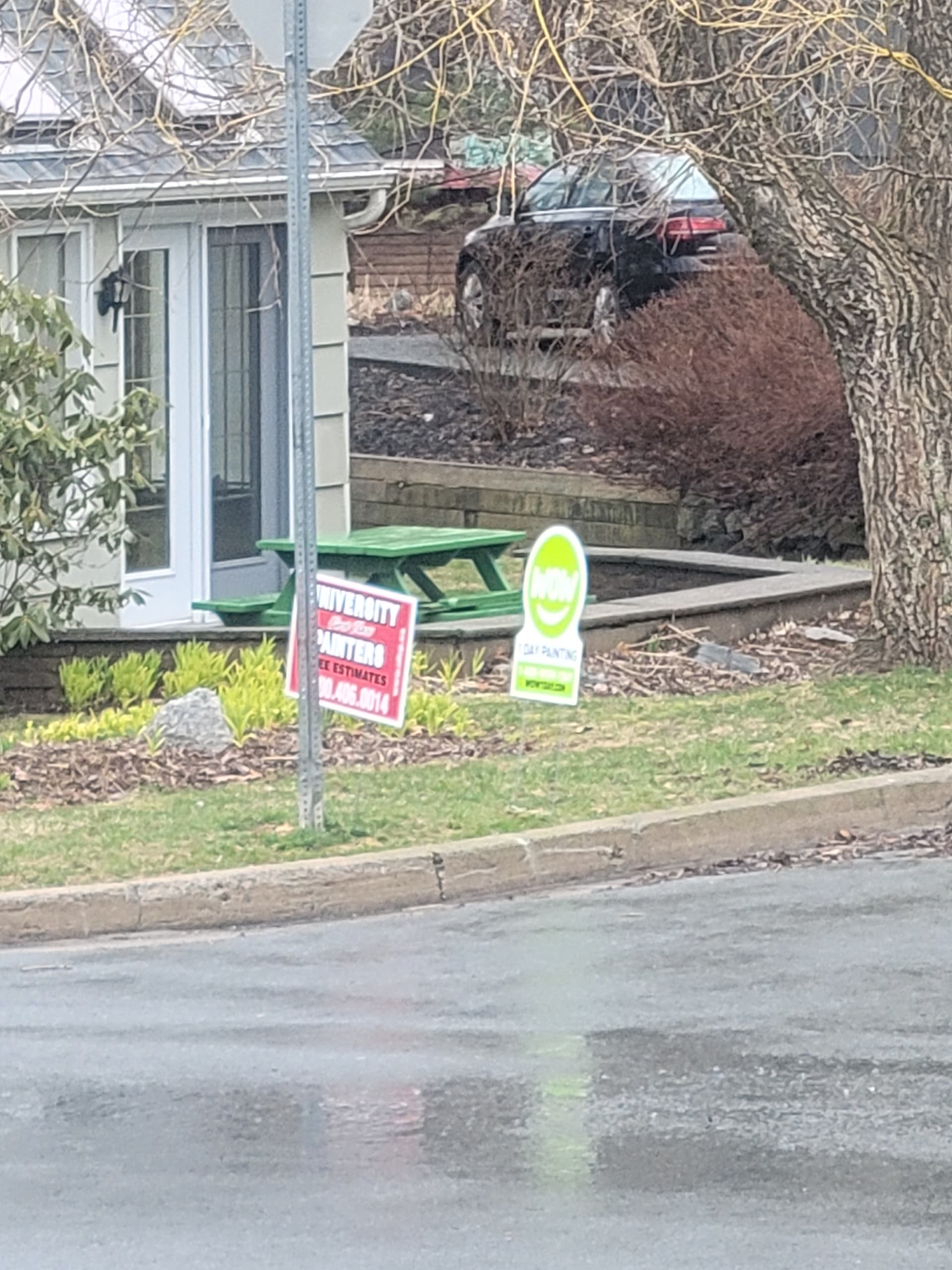 Advertising signage in residential area on easement